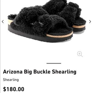 Birkenstock Arizona big buckle shearling black sandal sz41 free ship